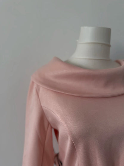 Luxury Socialite Style Pink Long Sleeve Shirt for Women Clothing Autumn Korean Chic Gentle Waist Slimming Pullovers Women Tops