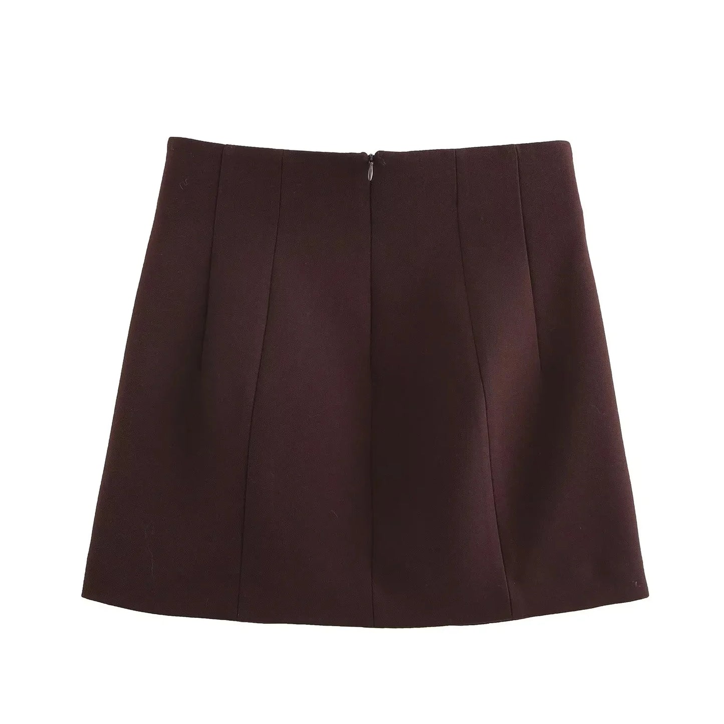 KONDALA 2025 Fall Winter Brown Elegant Office Lady Suits Fashion Shrug Pockets Blazers Elegant Zipper Skirts Chic Baggy Pants