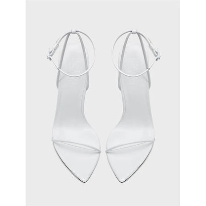 New black flat sandals with slim heels and sexy temperament, pointed high-heeled sandals for women, worn in plus sizes 33-46