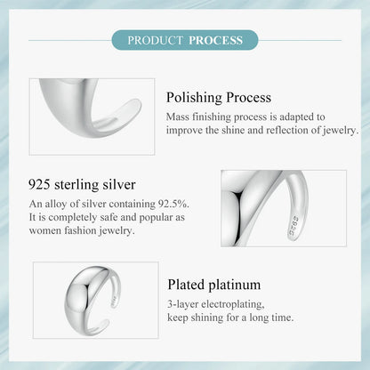 BAMOER 925 Sterling Silver Chunky Rings for Women Adjustable Bold Thick Statement Rings for Women Minimalist Rings