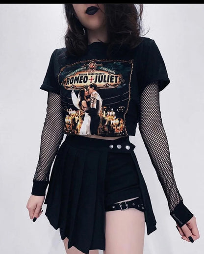 Sexy Gothic Women Skirt High Waist Pleated Punk Black Summer Girl's Skirts with Shorts Goth Dark Japanese Cosplay