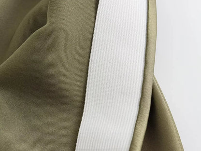 2024 Spring Summer New Women's High-Waisted Skirt European Style Silk-Satin Feeling Long Dress Solid Color Simple Design