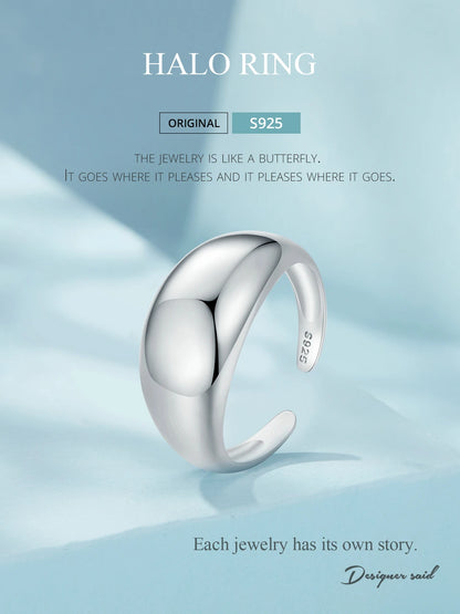 BAMOER 925 Sterling Silver Chunky Rings for Women Adjustable Bold Thick Statement Rings for Women Minimalist Rings