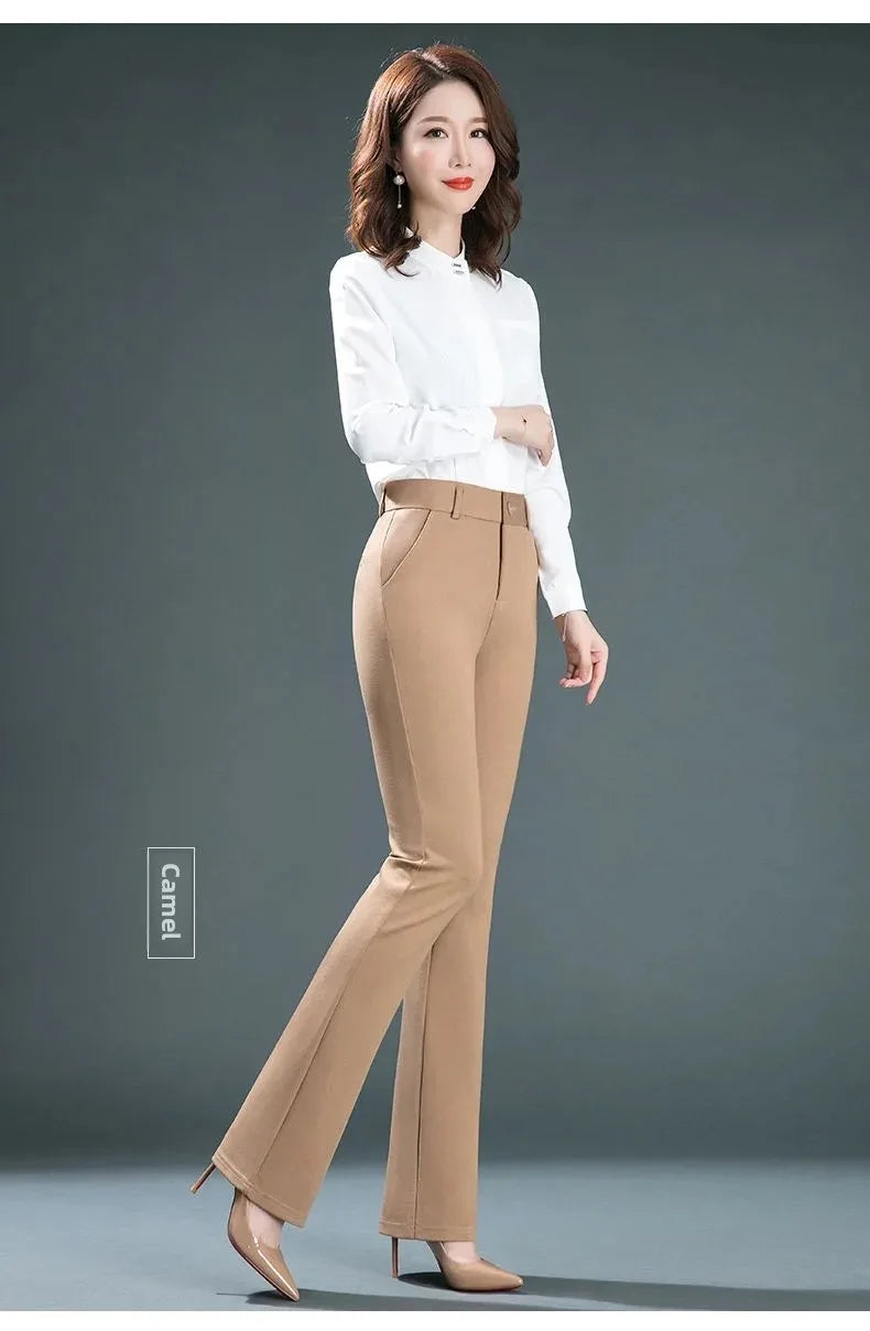 Spring Autumn New Style High Waist Loose Straight Mom Pants Women's plus Size Elastic Casual Classic Long Trousers