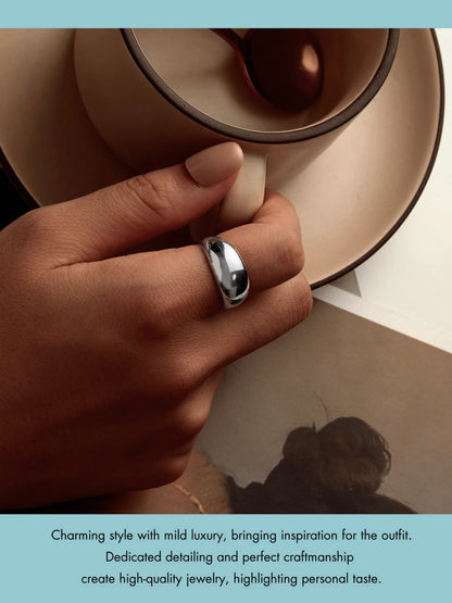 BAMOER 925 Sterling Silver Chunky Rings for Women Adjustable Bold Thick Statement Rings for Women Minimalist Rings