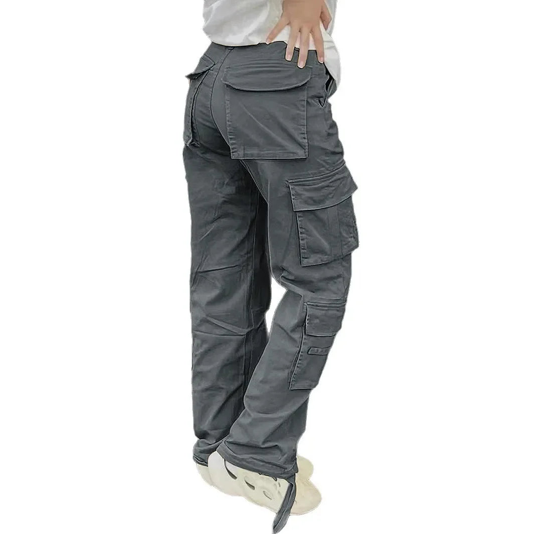 Casual Women's Tactical Pants Straight Leg Mountain Climbing High Street Spring Summer New Style Workwear Long Trousers