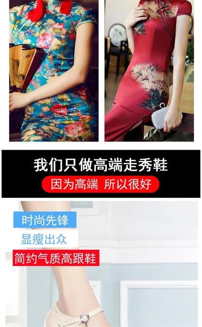 High Heels Comfort Platform Pumps 2024 Spring New Fashion Buckle Solid Black Shoes Woman Soft Leather Waterproof Single Shoes