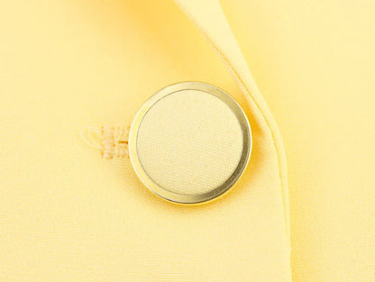 KONDALA Elegant Yellow Blazer Women's Double-breasted Lapel Blazer Fashion High Street 2025 Spring Summer Holidays Commute Suit