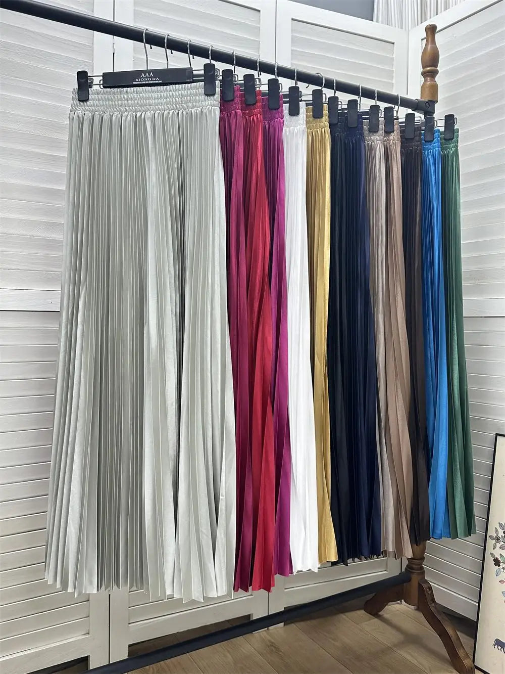 98cm Basics Maxi Pleated Skirt for Women New Korean Casual All-match Solid A Line High Waist Long Maxi Skirt Female