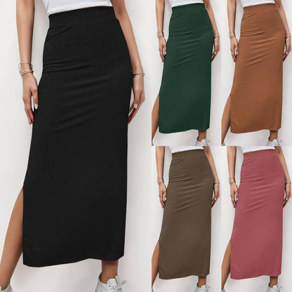 Solid Color High Waist Pencil Skirt Women Slim Fit Wrap Split Ribbend Long Maxi Skirt Summer Streetwear A Bottomed Skirts юбка
