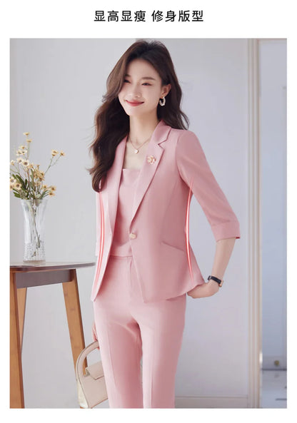 NAVIU Women Spring New Fashion Professional Suits Matching Set Korean Elegant Casual Blazer Coat Pants Two Piece Female Clothing