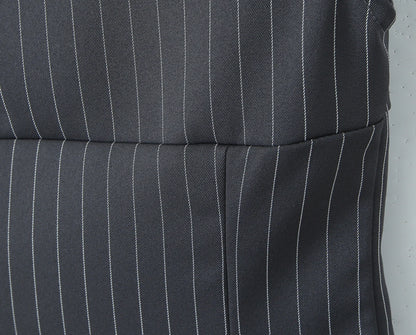 2025 Sexy Striped Square Collar Short Puff Sleeve Shirt Women Front Ruched Chest Double Zip up Front Slim Waist Crop Tops