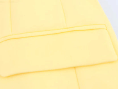 KONDALA Elegant Yellow Blazer Women's Double-breasted Lapel Blazer Fashion High Street 2025 Spring Summer Holidays Commute Suit