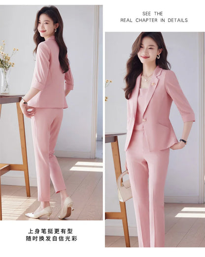 NAVIU Women Spring New Fashion Professional Suits Matching Set Korean Elegant Casual Blazer Coat Pants Two Piece Female Clothing