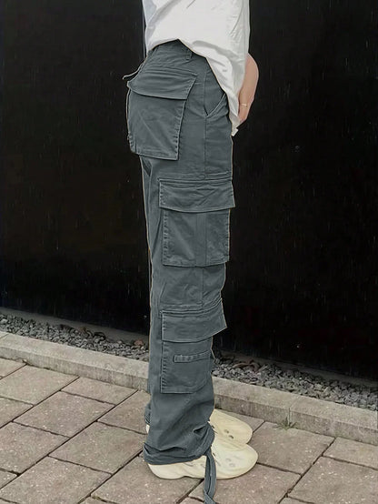 Casual Women's Tactical Pants Straight Leg Mountain Climbing High Street Spring Summer New Style Workwear Long Trousers