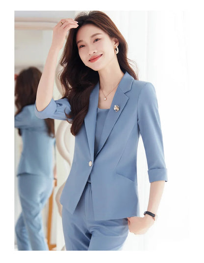 NAVIU Women Spring New Fashion Professional Suits Matching Set Korean Elegant Casual Blazer Coat Pants Two Piece Female Clothing