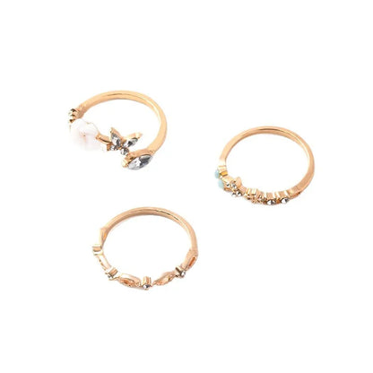 Boho Chic Ring Collection - Handmade Flower Rings with Gold Plating, Stackable for Layering, Elegant Party & Wedding Accessories