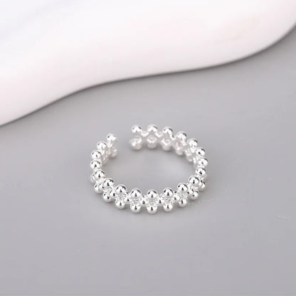 925 Sterling Silver Bilayer Ball Open Rings For Women Wedding Luxury Quality Jewelry Accessories Jewellery Argent 925