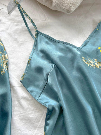 Women's Cherry Print Pajamas Sexy Fashion Halter Dress 3 Piece Women's Pajamas Set