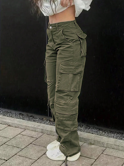 Casual Women's Tactical Pants Straight Leg Mountain Climbing High Street Spring Summer New Style Workwear Long Trousers