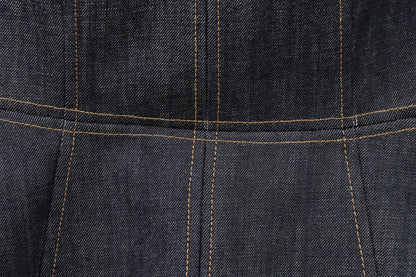 HH Female Spring Vintage Denim Blazer Long Sleeves Turn Down Collar Single Breasted Fake Pockets Street Fashion Coats