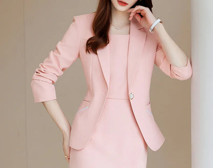 Yitimuceng Elegant Blazer Women Office Fashion Long Sleeve Suits Solid Single Button Pockets 2025 New All Seasons Dress Suits