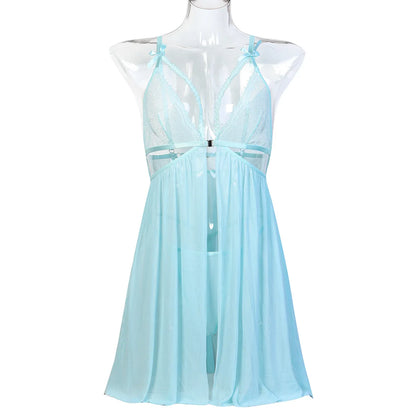 Sexy Lingerie For Woman Transparent Porno Sexual Clothing  Dress Erotic Underwear Nightdress With Thong Sleepwear