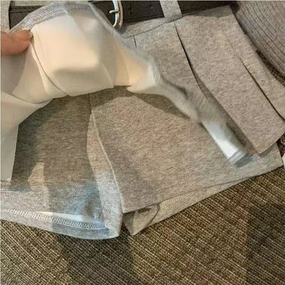 Y2K Preppy Women Pleated Skirts Fashion All Match with Belt Ladies Mini Skirts Korean High Waist Streetwear Casual A Line Skirts