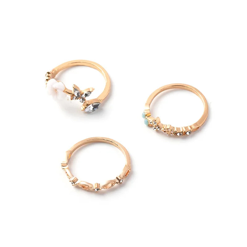 Boho Chic Ring Collection - Handmade Flower Rings with Gold Plating, Stackable for Layering, Elegant Party & Wedding Accessories