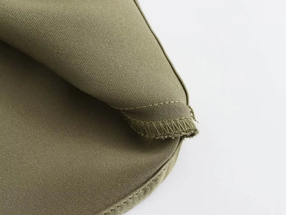 2024 Spring Summer New Women's High-Waisted Skirt European Style Silk-Satin Feeling Long Dress Solid Color Simple Design