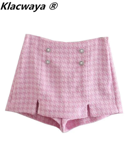 Klacwaya Tweed Set 2 Piece Chic Blazer Women Suit Shorts Sets Women 2022 Suit With Shorts For Women Female Suits