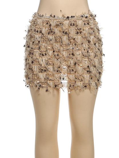 Weird Puss Colorful Tassel Skirts Peach Hip Women Thin Knit Wild Sexy Midnight Summer Trend Stretch Skinny Streetwear Bodycon