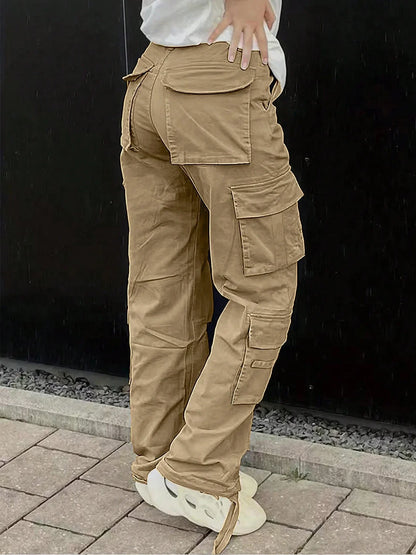 Casual Women's Tactical Pants Straight Leg Mountain Climbing High Street Spring Summer New Style Workwear Long Trousers