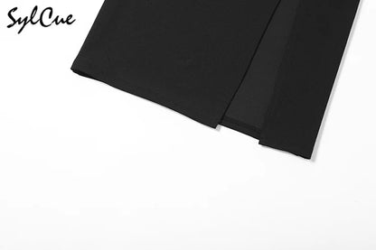 Nibber Black Sexy Split Simple Casual All-Match Hot Street Outing Cool Mature Vitality Personality Trend Basic Women'S Skirt