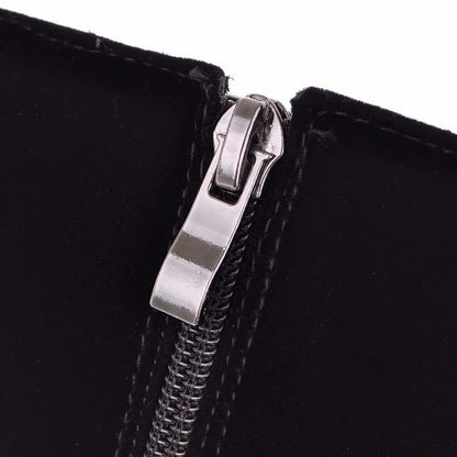 Women's Winter High Boots Fashion Flock Knight Knee High Boot Women Black Thick High Heels Zipper Round Toe Ladies Shoe Platform