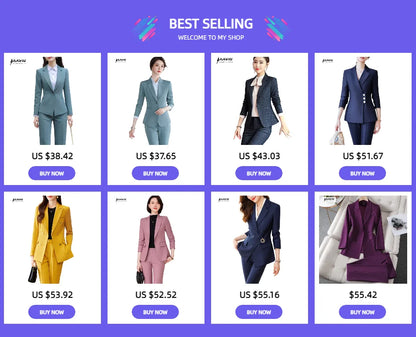 High Quality Winter Suit For Women Pant Sets Formal Long Sleeve Slim Blazer and Trousers Office Ladies Work Wear