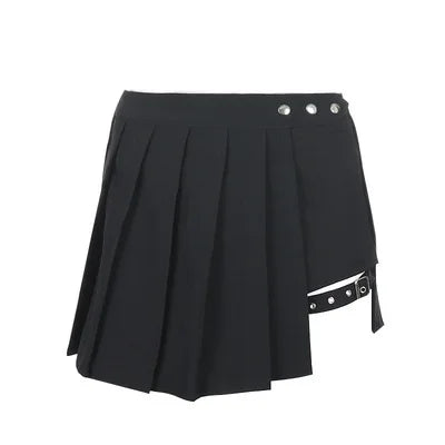 Sexy Gothic Women Skirt High Waist Pleated Punk Black Summer Girl's Skirts with Shorts Goth Dark Japanese Cosplay
