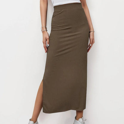 Solid Color High Waist Pencil Skirt Women Slim Fit Wrap Split Ribbend Long Maxi Skirt Summer Streetwear A Bottomed Skirts юбка