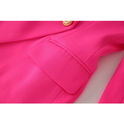 Bright Color Spring Autumn Women Hot Pink Slim Chic Fashion Street Lady Quality Blazer Outer Wear Jackets