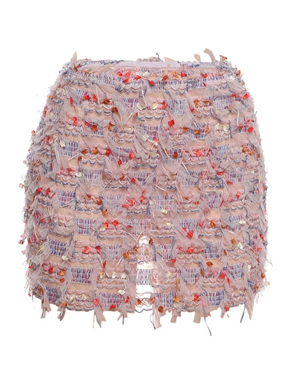 Weird Puss Colorful Tassel Skirts Peach Hip Women Thin Knit Wild Sexy Midnight Summer Trend Stretch Skinny Streetwear Bodycon