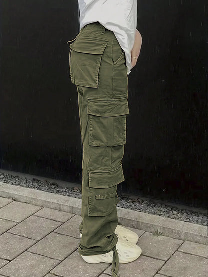 Casual Women's Tactical Pants Straight Leg Mountain Climbing High Street Spring Summer New Style Workwear Long Trousers