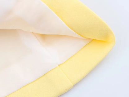 KONDALA Elegant Yellow Blazer Women's Double-breasted Lapel Blazer Fashion High Street 2025 Spring Summer Holidays Commute Suit