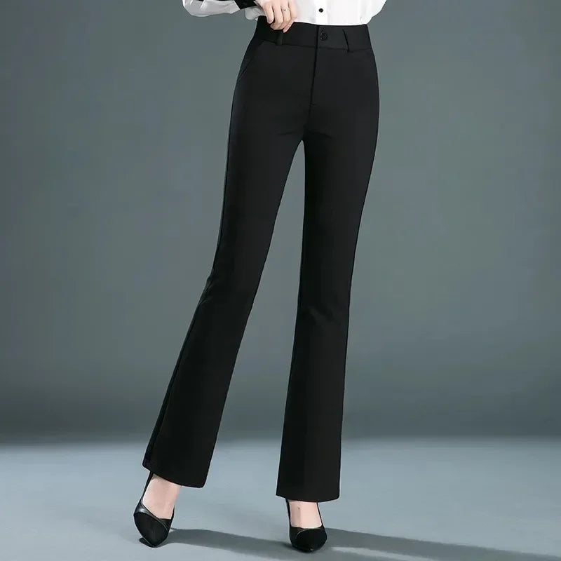 Spring Autumn New Style High Waist Loose Straight Mom Pants Women's plus Size Elastic Casual Classic Long Trousers