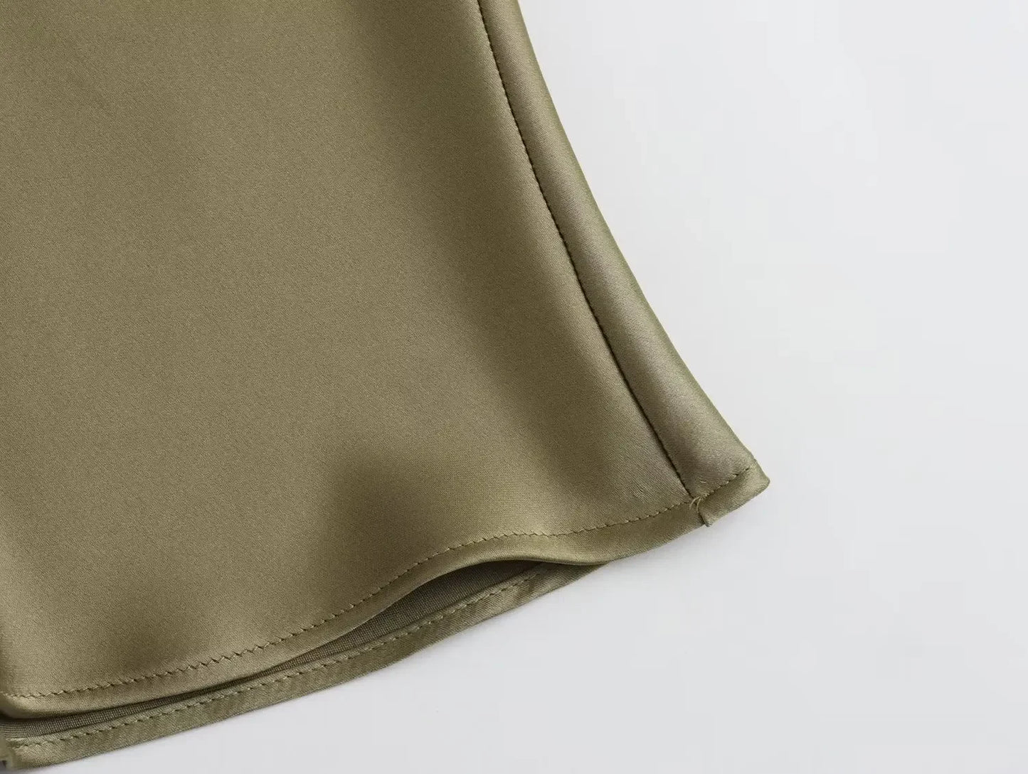 2024 Spring Summer New Women's High-Waisted Skirt European Style Silk-Satin Feeling Long Dress Solid Color Simple Design