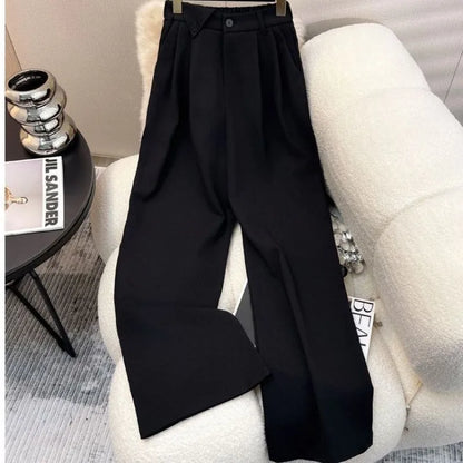 Simple Sleeveless Suit Vest Casual Wide Leg Pants Two-piece Set for Women 2025 New Elegant Suit Set