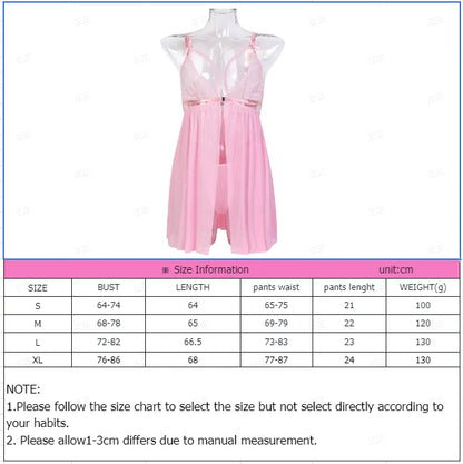Sexy Lingerie For Woman Transparent Porno Sexual Clothing  Dress Erotic Underwear Nightdress With Thong Sleepwear