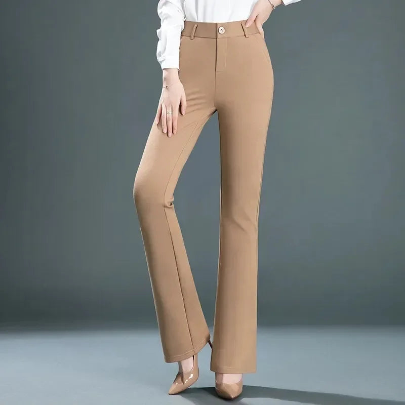 Spring Autumn New Style High Waist Loose Straight Mom Pants Women's plus Size Elastic Casual Classic Long Trousers