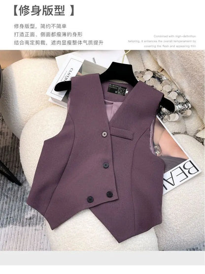 Simple Sleeveless Suit Vest Casual Wide Leg Pants Two-piece Set for Women 2025 New Elegant Suit Set