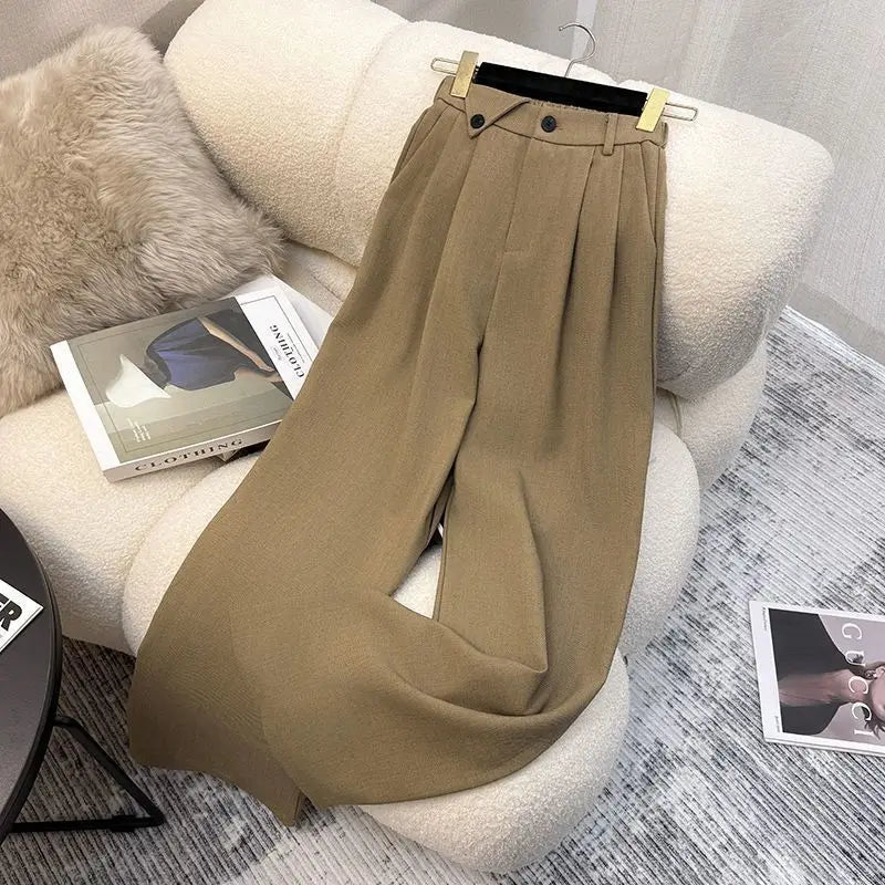 Simple Sleeveless Suit Vest Casual Wide Leg Pants Two-piece Set for Women 2025 New Elegant Suit Set