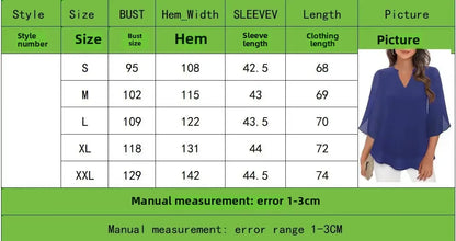 Casual Summer Hot Sale Of The Season Women's Shirt Loose V-neck Petal Sleeve Chiffon Blouse Fashionable Elegant Female Top with